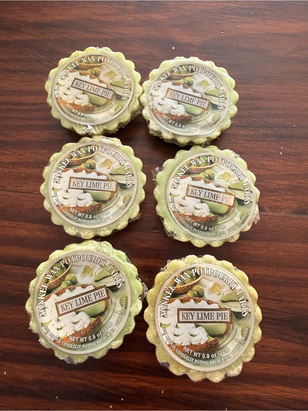 6-Yankee Candle Key Lime Pie Wax Potpourri Tarts - Light Green